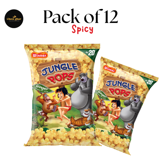 Winner Jungle Pops Ginger Flavoured Puff Snacks - Pack of 12 (Spicy)
