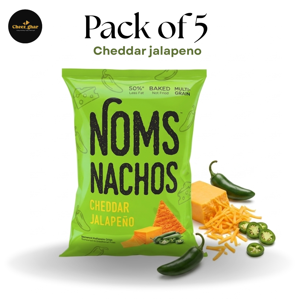 Noms Nachos Cheddar Jalapeño Multi-Grain Chips – Pack of 5